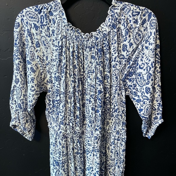 Chelsea Taylor Medium Coastal Boho Maxi
Dress Blue White Paisley Print like New - Picture 8 of 10